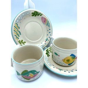 Studio Nova Barrier Reef Cups 8 oz and Saucers/Set of 2/ Made in Thailand
